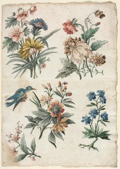 Framed Print : Floral Designs with a Blue Bird, c. 1773 / 74. Creator: Giacomo Cavenezia (Italian) Framed Print : Floral Designs with a Blue Bird, c. 1773 / 74. Creator: Giacomo Cavenezia (Italian)