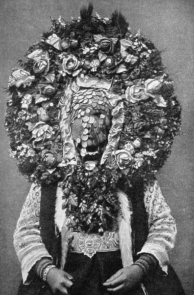 Floral mask of a Bulgarian bride, 1922