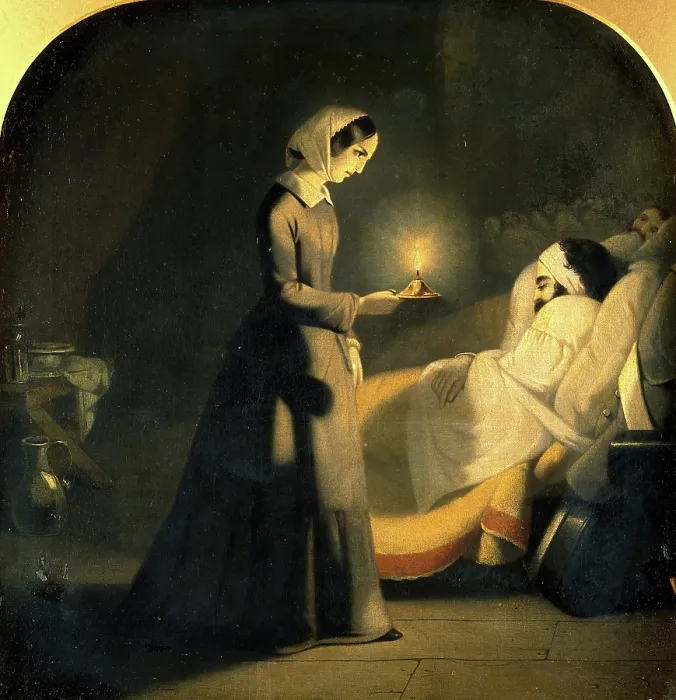 Framed Print : Florence Nightingale as the lady with the lamp. Creator: J. Butterworth Framed Print : Florence Nightingale as the lady with the lamp. Creator: J. Butterworth