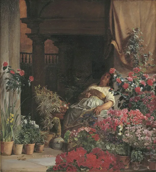 Framed Print : A Florentine Flower Seller, 1880. Creator: Kristian Zahrtmann Framed Print : A Florentine Flower Seller, 1880. Creator: Kristian Zahrtmann