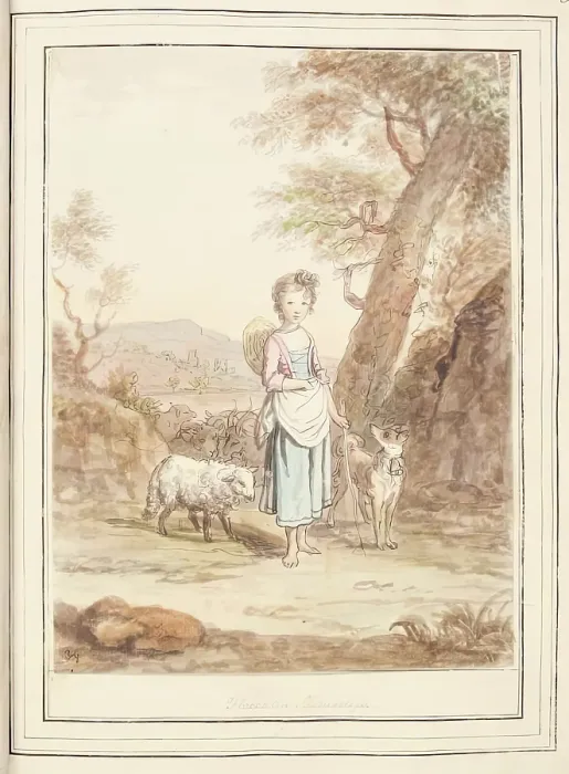 Framed Print : Florentine Shepherdess, leaf from A Collection of Dresses by David Allan Mostly from Nature, 1776 Framed Print : Florentine Shepherdess, leaf from A Collection of Dresses by David Allan Mostly from Nature, 1776