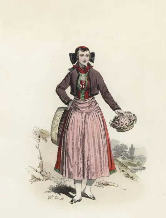 Framed Print : Florist in Hamburg, color engraving 1870 Framed Print : Florist in Hamburg, color engraving 1870