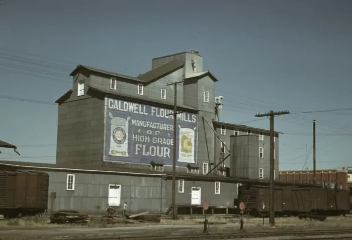 Framed Print : Flour mill, Caldwell, Idaho, 1941. Creator: Russell Lee Framed Print : Flour mill, Caldwell, Idaho, 1941. Creator: Russell Lee