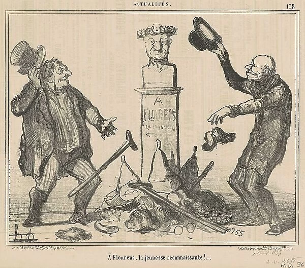 A Flourens, la jeunesse reconnaissante!, 19th century. Creator: Honore Daumier