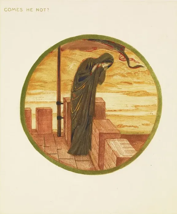 Framed Print : The Flower Book- Comes he not?, 1905. Creator: Sir Edward Coley Burne-Jones Framed Print : The Flower Book- Comes he not?, 1905. Creator: Sir Edward Coley Burne-Jones