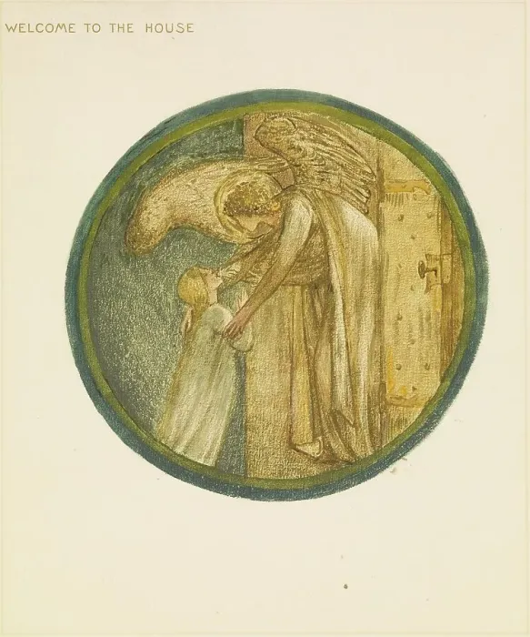 Framed Print : The Flower Book - Welcome to the House, 1905. Creator: Sir Edward Coley Burne-Jones Framed Print : The Flower Book - Welcome to the House, 1905. Creator: Sir Edward Coley Burne-Jones