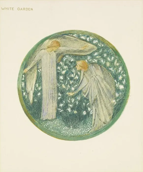 Framed Print : The Flower Book - White Garden, 1905. Creator: Sir Edward Coley Burne-Jones Framed Print : The Flower Book - White Garden, 1905. Creator: Sir Edward Coley Burne-Jones