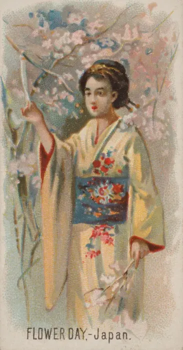 Framed Print : Flower Day, Japan, from the Holidays series (N80) for Duke brand cigarettes, 1890. 1890 Framed Print : Flower Day, Japan, from the Holidays series (N80) for Duke brand cigarettes, 1890. 1890