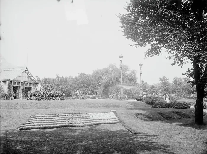 Framed Print : Flower flag, Lincoln Park, Chicago, 1900 Oct 3. Creator: Unknown Framed Print : Flower flag, Lincoln Park, Chicago, 1900 Oct 3. Creator: Unknown