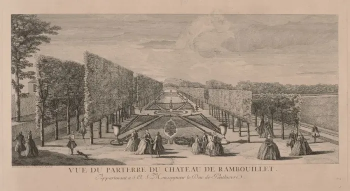 Framed Print : Flower Garden of Chateau Rambouillet. Creator: Jacques Rigaud (French, 1681-1754) Framed Print : Flower Garden of Chateau Rambouillet. Creator: Jacques Rigaud (French, 1681-1754)