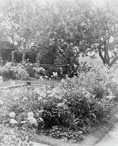 Flower garden, at the home of Mrs. Francis B. Harrington, Ipswich, Massachusetts, c1920 - 1940. Creator: Frances Benjamin Johnston
