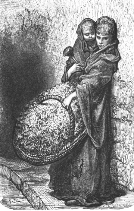 Framed Print : A Flower Girl, 1872. Creator: Gustave Doré Framed Print : A Flower Girl, 1872. Creator: Gustave Doré