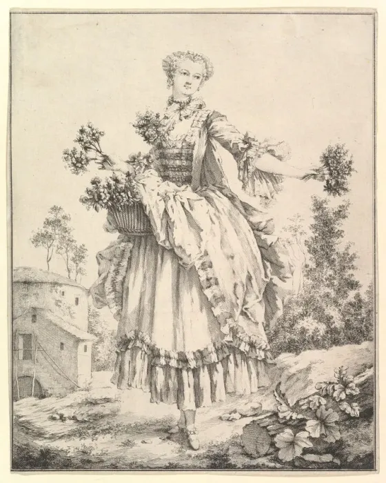 Framed Print : Flower Girl, 18th century. Creator: Francois Boucher Framed Print : Flower Girl, 18th century. Creator: Francois Boucher