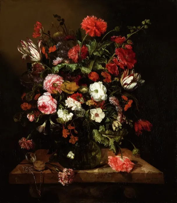 Framed Print : Flower Still Life with a Timepiece, c1640-1690. Creator: Abraham van Beyeren Framed Print : Flower Still Life with a Timepiece, c1640-1690. Creator: Abraham van Beyeren