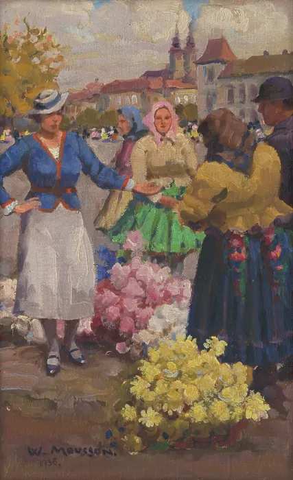Framed Print : Flower market, 1936. Creator: Teodor Jozef Mousson Framed Print : Flower market, 1936. Creator: Teodor Jozef Mousson