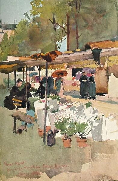 Flower Market Paris, 1890, (1897. ) Artist: Charles John Watson