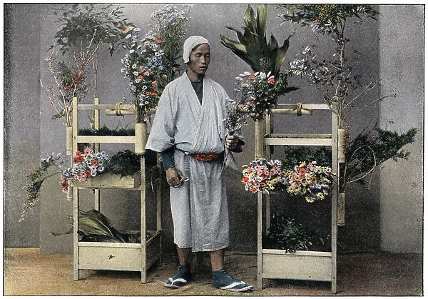 Flower Merchant in Japan, c1890. Artist: Charles Gillot