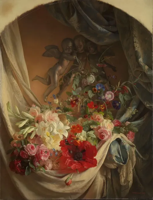 Framed Print : Flower Piece, 1858. Creator: Theude Gronland Framed Print : Flower Piece, 1858. Creator: Theude Gronland