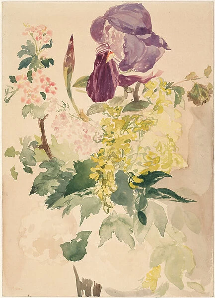 Flower Piece with Iris, Laburnum, and Geranium, 1880. Artist: Manet, Edouard (1832-1883)