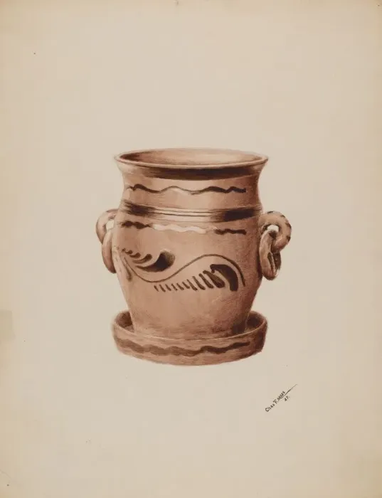 Framed Print : Flower Pot, 1937. Creator: Charles Moss Framed Print : Flower Pot, 1937. Creator: Charles Moss
