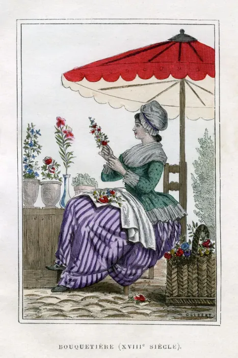 Framed Print : Flower seller, 18th century (1882-1884). Artist: Gilbert Framed Print : Flower seller, 18th century (1882-1884). Artist: Gilbert