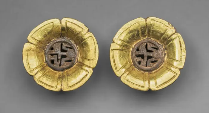 Framed Print : Flower-Shaped Ear Ornaments, 1400 / 1500. Creator: Unknown Framed Print : Flower-Shaped Ear Ornaments, 1400 / 1500. Creator: Unknown