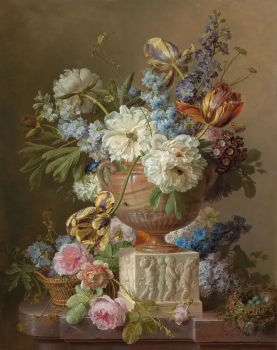 Framed Print : Flower Still-life with an Alabaster Vase, 1783. Creator: Gerard van Spaendonck Framed Print : Flower Still-life with an Alabaster Vase, 1783. Creator: Gerard van Spaendonck
