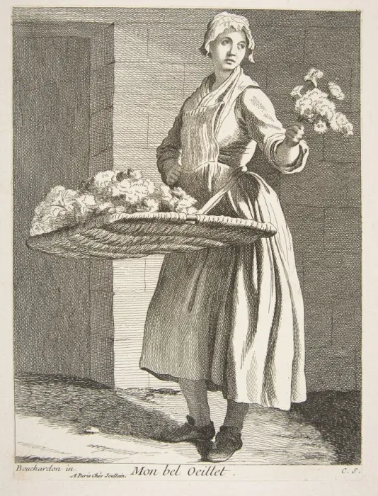 Framed Print : Flower Vendor, 1738. Creator: Caylus, Anne-Claude-Philippe de Framed Print : Flower Vendor, 1738. Creator: Caylus, Anne-Claude-Philippe de