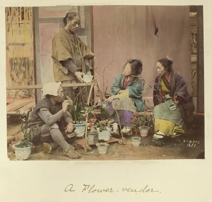 Framed Print : A Flower Vendor, about 1873-1883. Creator: Shinichi Suzuki I Framed Print : A Flower Vendor, about 1873-1883. Creator: Shinichi Suzuki I