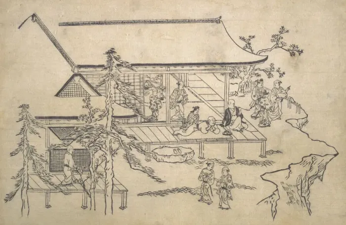 Framed Print : Flower-Viewing Scene, ca. 1685. Creator: Hishikawa Moronobu Framed Print : Flower-Viewing Scene, ca. 1685. Creator: Hishikawa Moronobu