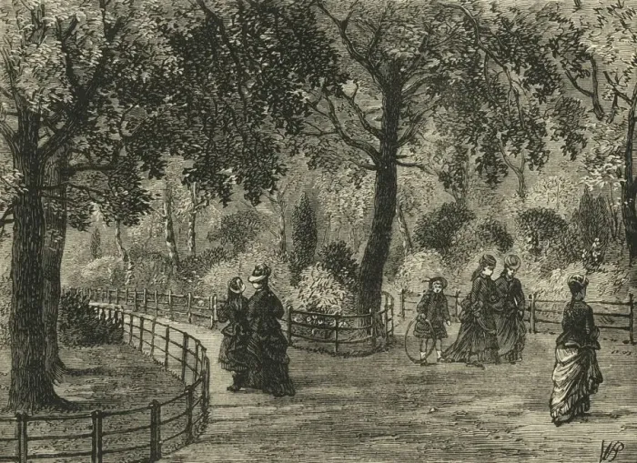 Framed Print : The Flower Walks, Kensington Gardens, c1876. Creator: Unknown Framed Print : The Flower Walks, Kensington Gardens, c1876. Creator: Unknown