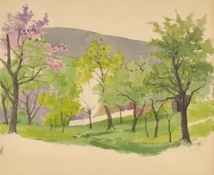 Framed Print : Flowering tree, 1870-1880. Creator: Jan Novopacky Framed Print : Flowering tree, 1870-1880. Creator: Jan Novopacky