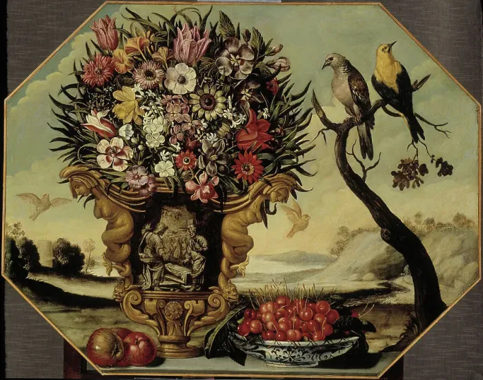 Framed Print : Flowers and birds, c1570s. Creator: Unknown Framed Print : Flowers and birds, c1570s. Creator: Unknown
