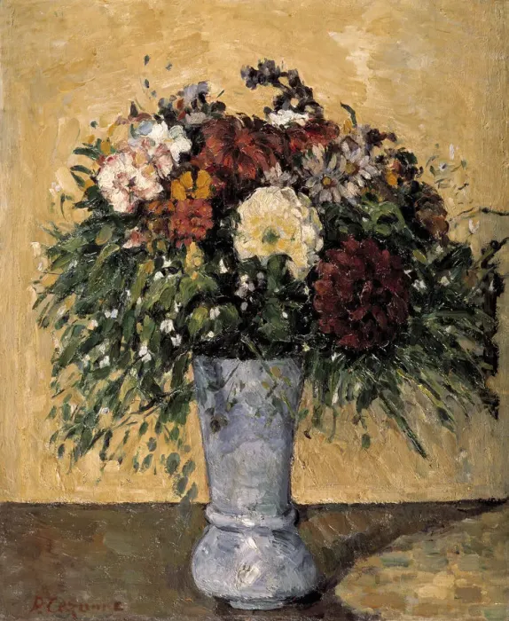 Framed Print : Flowers in a Blue Vase, 1873-1875. Artist: Paul Cezanne Framed Print : Flowers in a Blue Vase, 1873-1875. Artist: Paul Cezanne