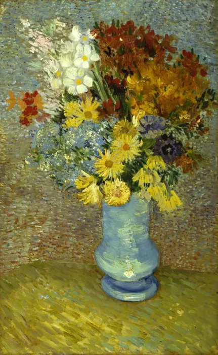 Framed Print : Flowers in a blue vase. Artist: Gogh, Vincent, van (1853-1890) Framed Print : Flowers in a blue vase. Artist: Gogh, Vincent, van (1853-1890)