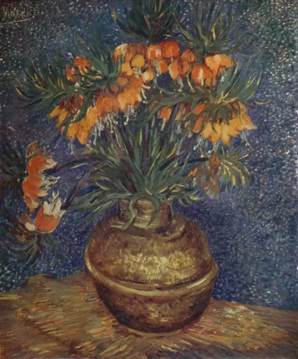 Framed Print : Flowers in a Brass Vase, 1887, (1923). Artist: Vincent van Gogh Framed Print : Flowers in a Brass Vase, 1887, (1923). Artist: Vincent van Gogh
