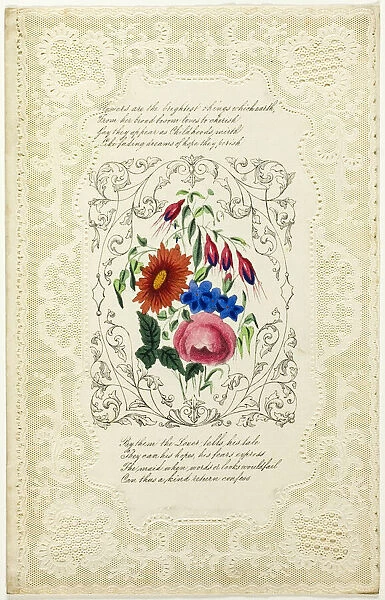 Flowers are the Brightest Things (valentine), 1855 / 60. Creator: George Kershaw