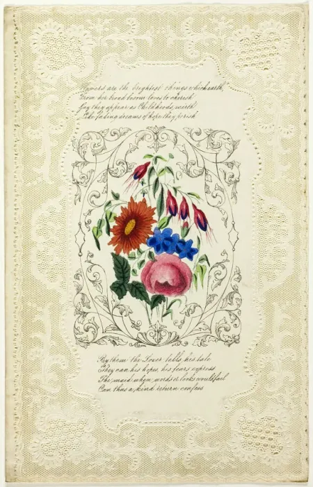 Framed Print : Flowers are the Brightest Things (valentine), 1855 / 60. Creator: George Kershaw Framed Print : Flowers are the Brightest Things (valentine), 1855 / 60. Creator: George Kershaw