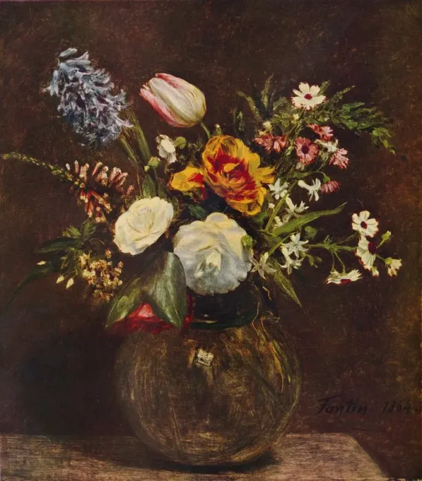 Framed Print : Flowers, c19th century. Artist: Henri Fantin-Latour Framed Print : Flowers, c19th century. Artist: Henri Fantin-Latour