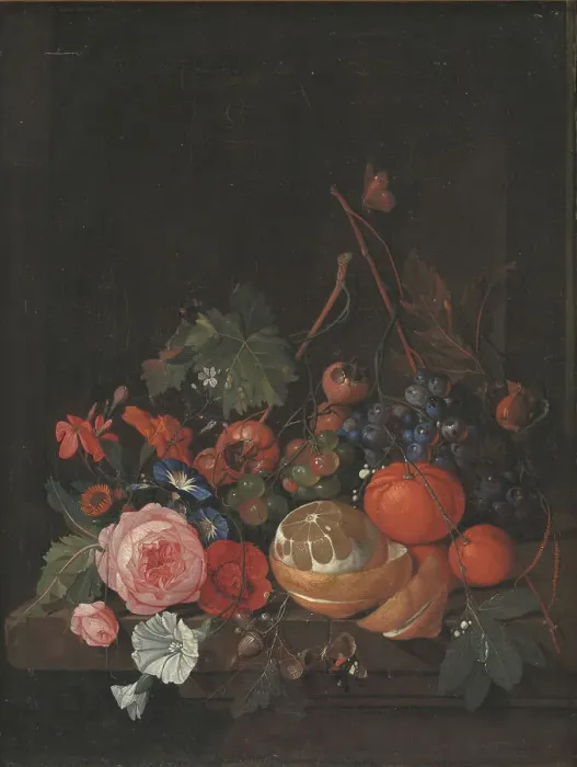 Framed Print : Flowers and Fruit, 1650-1660. Creator: Jan Davidsz de Heem Framed Print : Flowers and Fruit, 1650-1660. Creator: Jan Davidsz de Heem