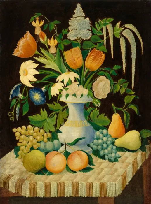 Framed Print : Flowers and Fruit, c. 1870. Creator: Unknown Framed Print : Flowers and Fruit, c. 1870. Creator: Unknown