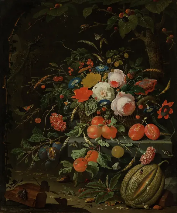 Framed Print : Flowers and Fruit, c1660-1679. Creator: Abraham Mignon Framed Print : Flowers and Fruit, c1660-1679. Creator: Abraham Mignon