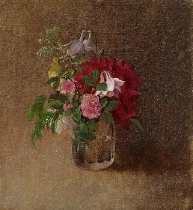 Framed Print : Flowers in a Glass, 1873. Creator: Albert Edelfelt Framed Print : Flowers in a Glass, 1873. Creator: Albert Edelfelt