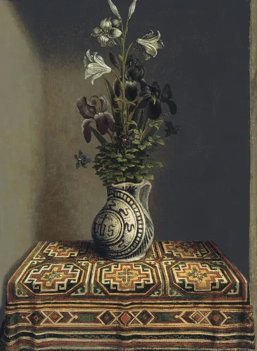 Framed Print : Flowers in a Jug, ca 1485. Artist: Memling, Hans (1433 / 40-1494) Framed Print : Flowers in a Jug, ca 1485. Artist: Memling, Hans (1433 / 40-1494)
