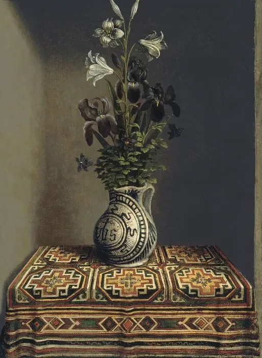 Framed Print : Flowers in an Jug (verso), 1485. Creator: Hans Memling Framed Print : Flowers in an Jug (verso), 1485. Creator: Hans Memling