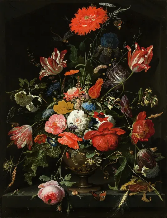 Framed Print : Flowers in a Metal Vase, 1670. Creator: Abraham Mignon Framed Print : Flowers in a Metal Vase, 1670. Creator: Abraham Mignon