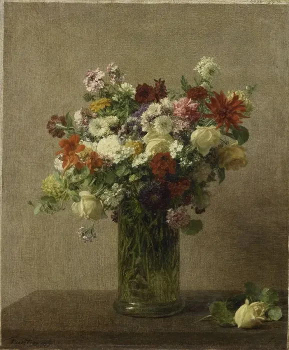 Framed Print : Flowers from Normandy, 1887. Creator: Henri Fantin-Latour Framed Print : Flowers from Normandy, 1887. Creator: Henri Fantin-Latour