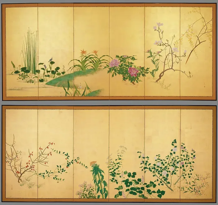 Framed Print : Flowers and Plants of the Four Seasons, turn of the 18 / 19th century. Creator: Yamaguchi Soken Framed Print : Flowers and Plants of the Four Seasons, turn of the 18 / 19th century. Creator: Yamaguchi Soken