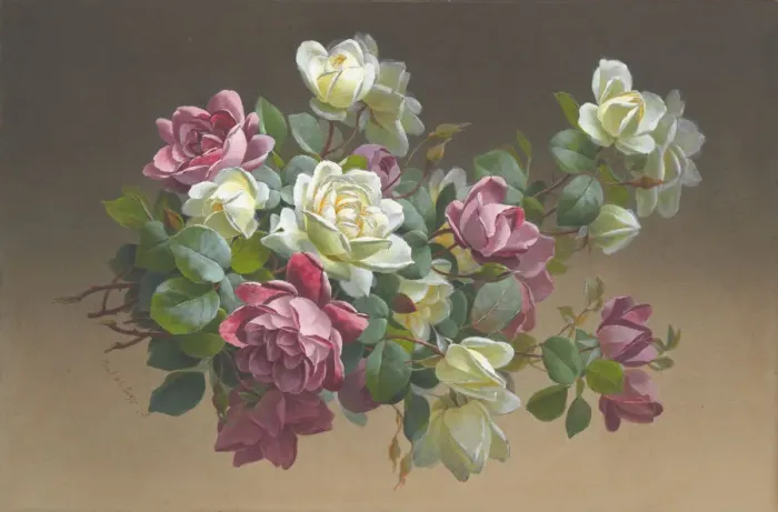 Framed Print : Flowers: Roses, late 19th-early 20th century. Creator: Paul de Longpré Framed Print : Flowers: Roses, late 19th-early 20th century. Creator: Paul de Longpré