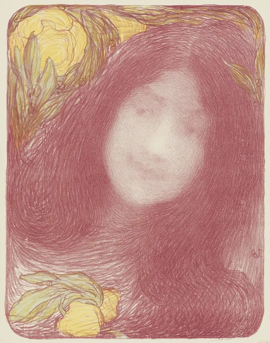 Framed Print : Under the Flowers (Sous les Fleurs), c1897. Creator: Aman-Jean, Edmond Francois (1858-1936) Framed Print : Under the Flowers (Sous les Fleurs), c1897. Creator: Aman-Jean, Edmond Francois (1858-1936)